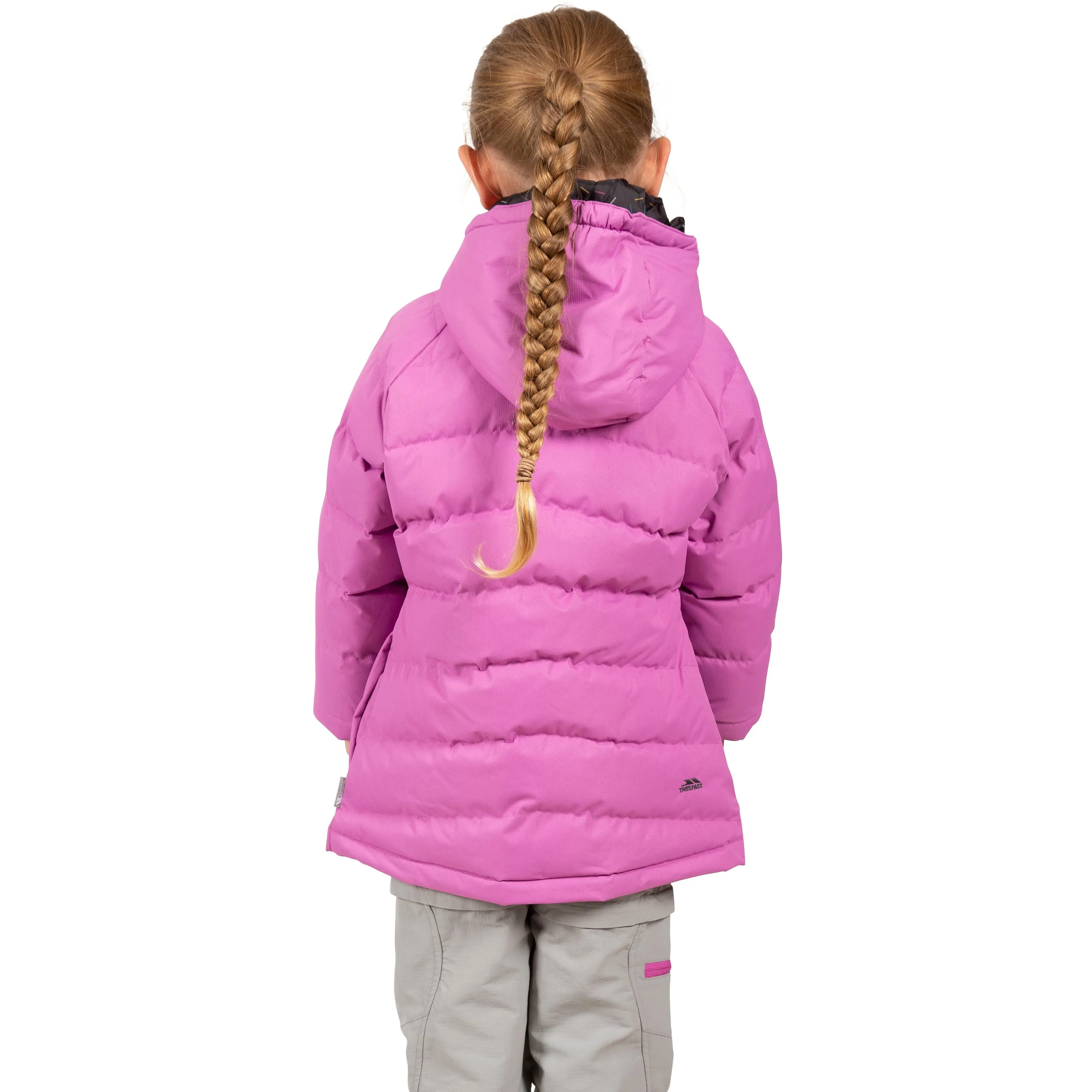 Amira Girls' Hooded Padded Jacket in Deep Pink