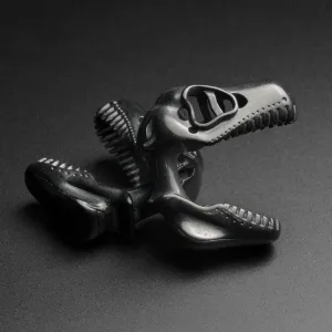 Black PVD Dino Skull Ear Weight