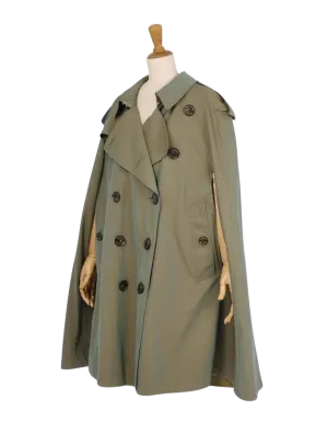 Burberry Olive Cotton Trench Coat Cape Poncho