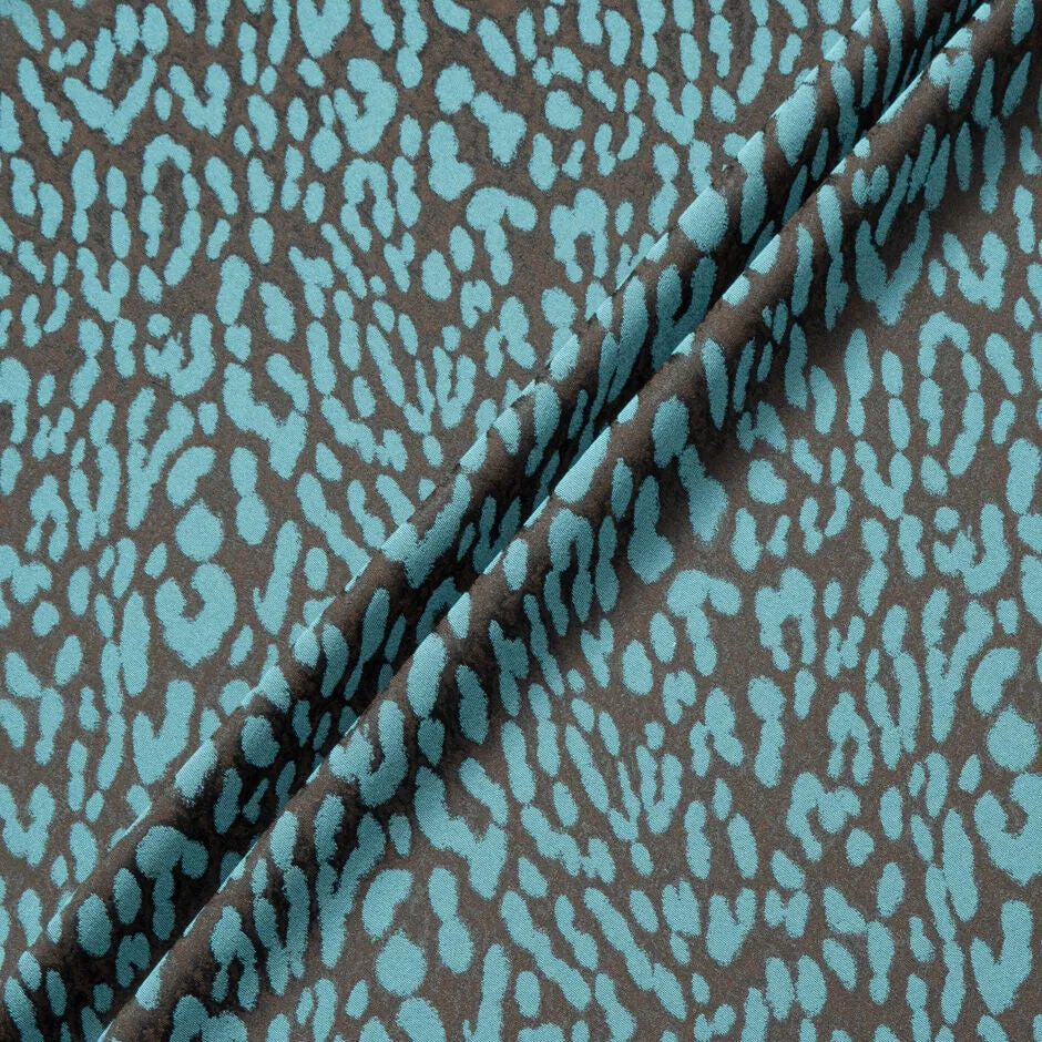 Dark Brown & Teal Blue Animal Stretch Brocade