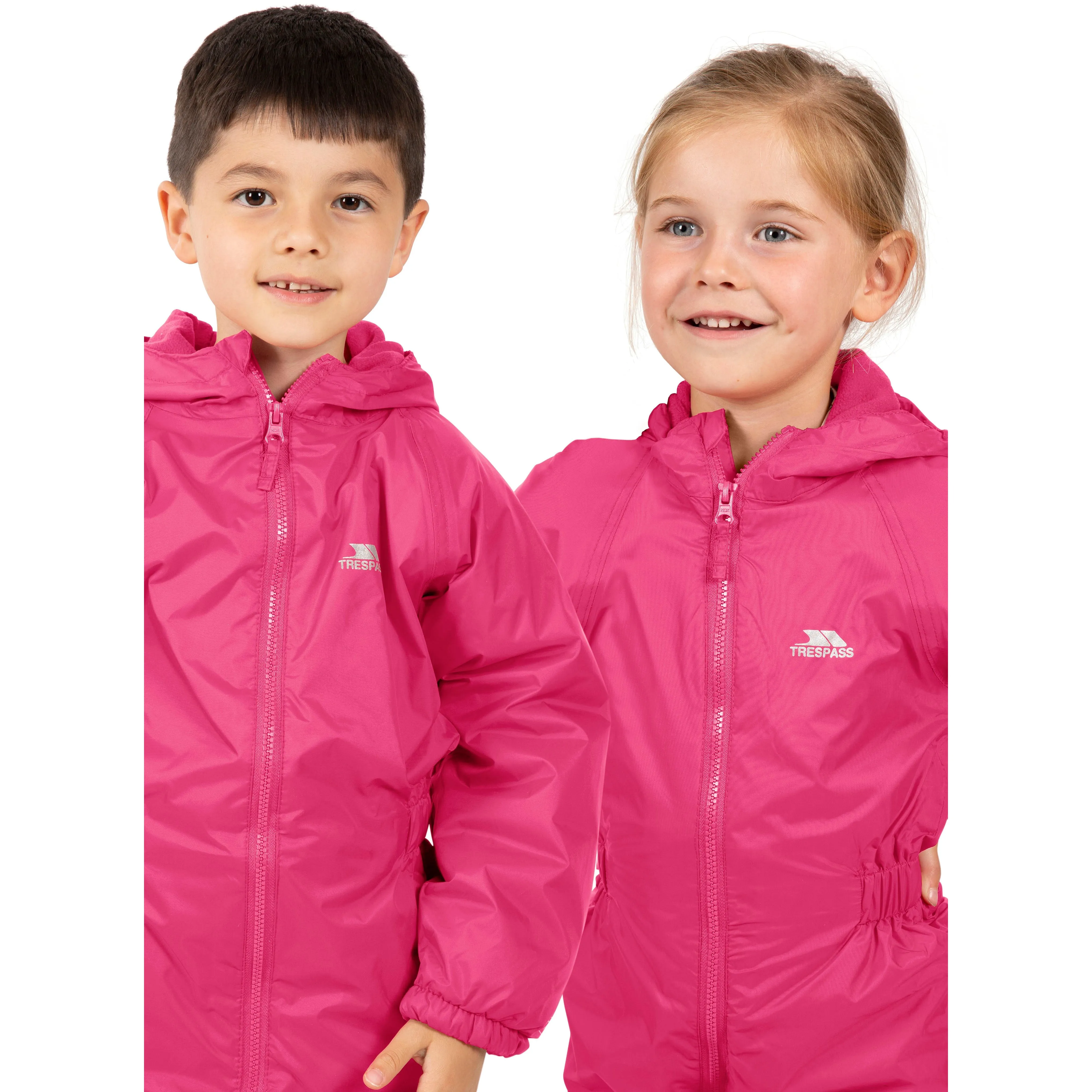 Dripdrop Trespass Padded Waterproof Childs Puddle Suit in Pink