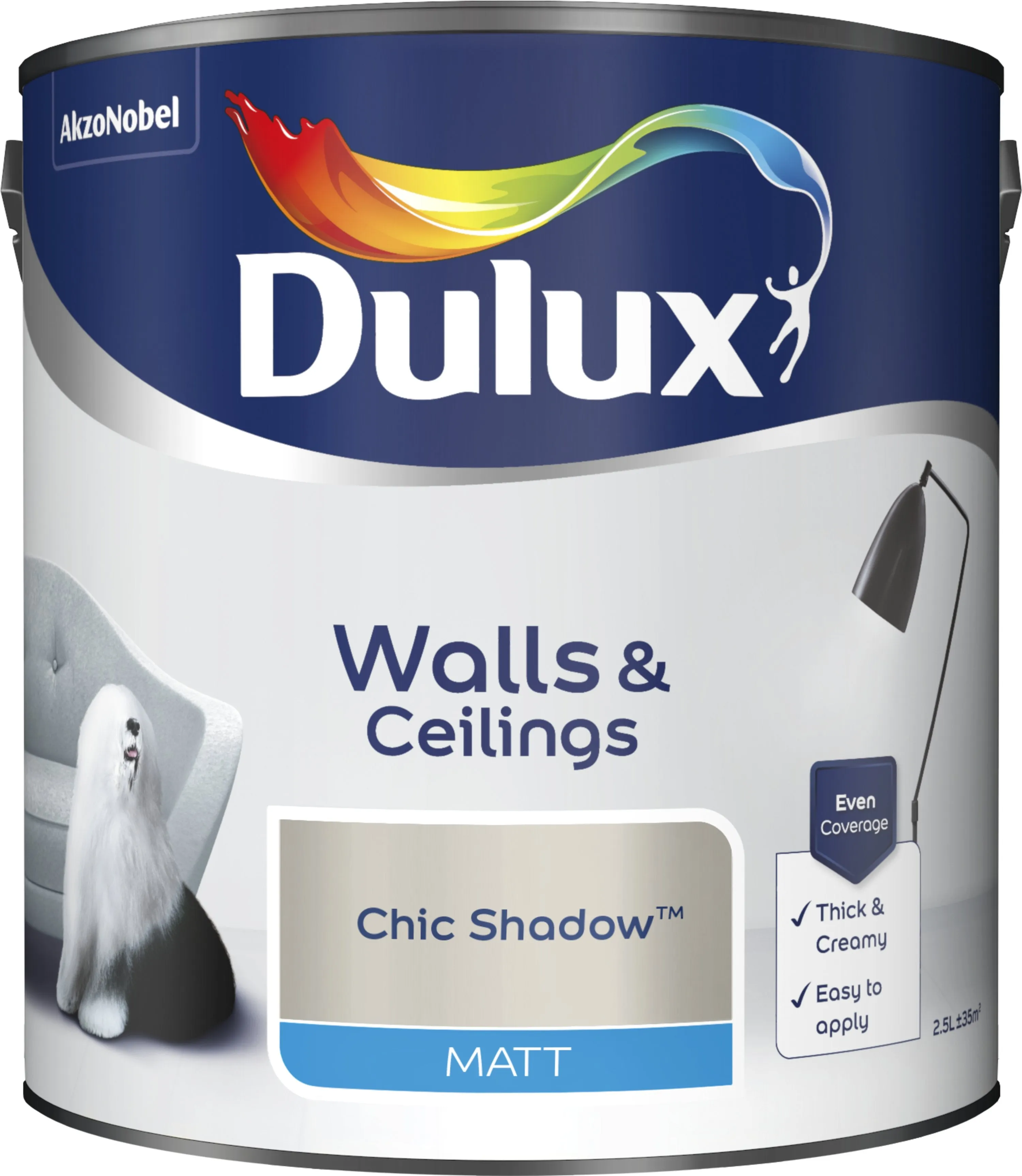 Dulux Matt Emulsion Paint For Walls And Ceilings - Chic Shadow 2.5L