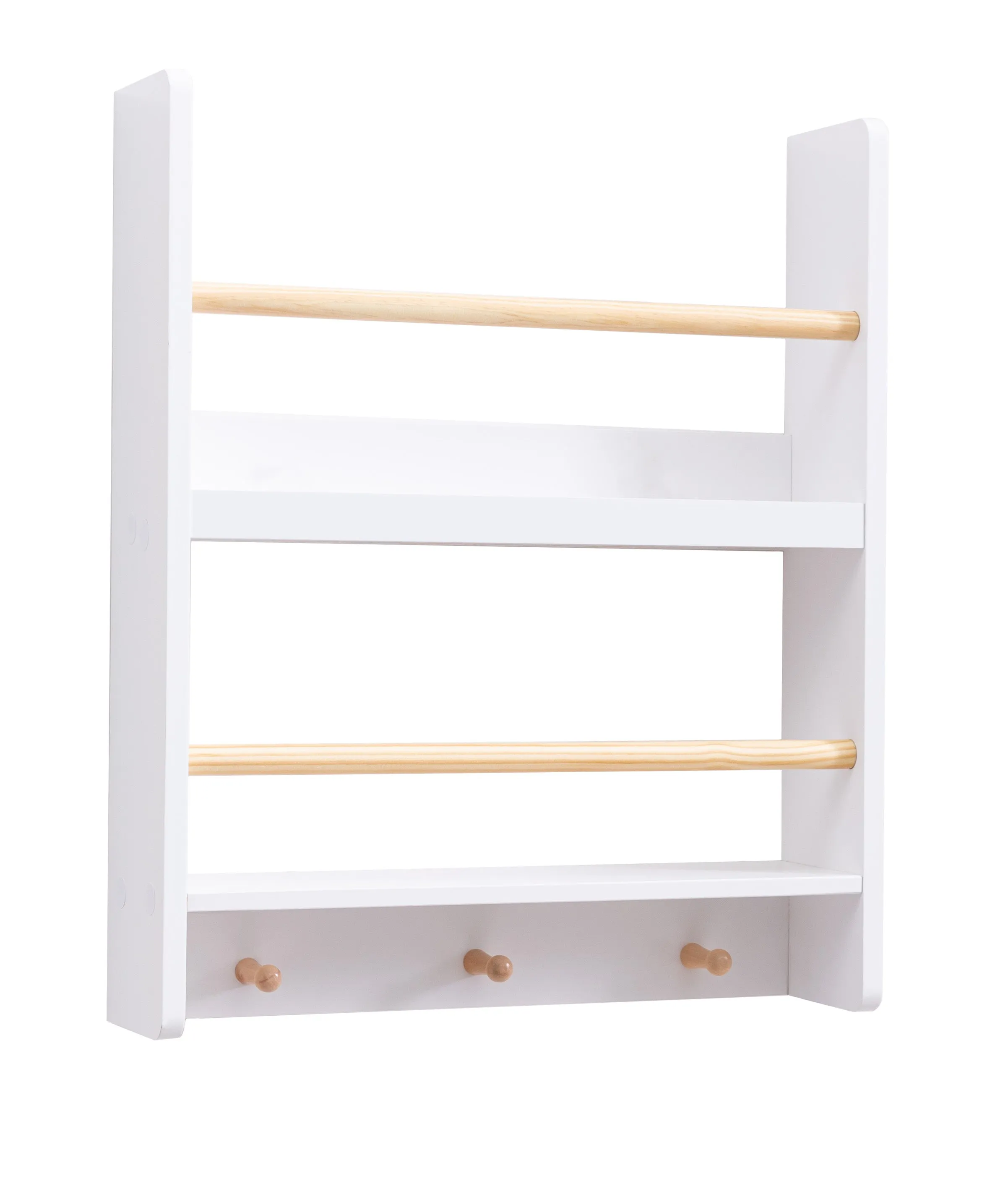 Elene Display 2 Tier Shelf Bookcase Wall Mounted & Coathook