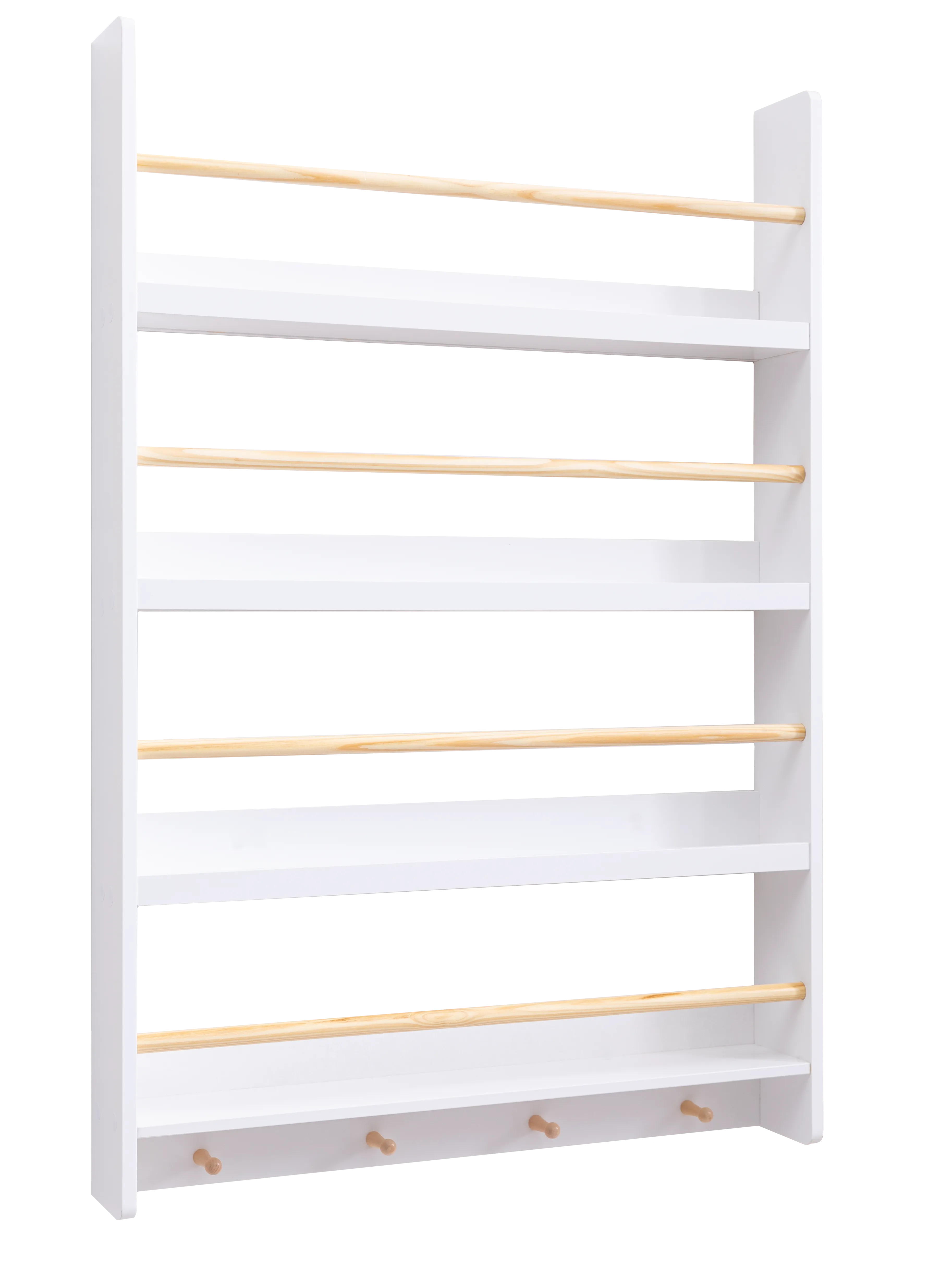 Elene Display Wide & Large Shelf Bookcase Wall Mounted & 4 Coathooks