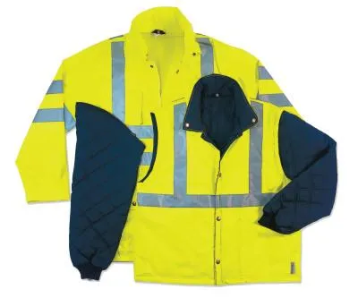 Ergodyne GloWear 8385 Class 3 4-In-1 Thermal Jackets, 2X-Large, Lime, 24386