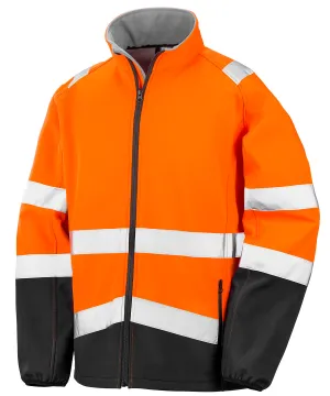 Fluorescent Orange/Black - Printable safety softshell jacket