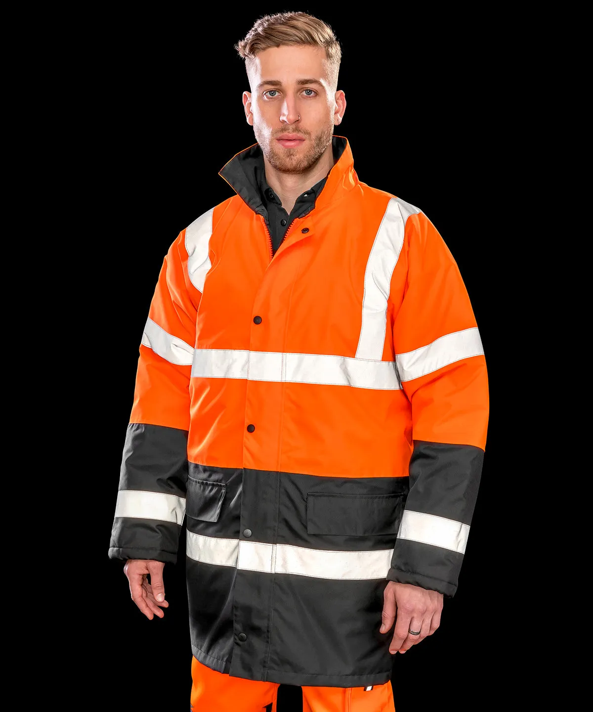 Fluorescent Yellow/Black - Motorway two-tone safety coat