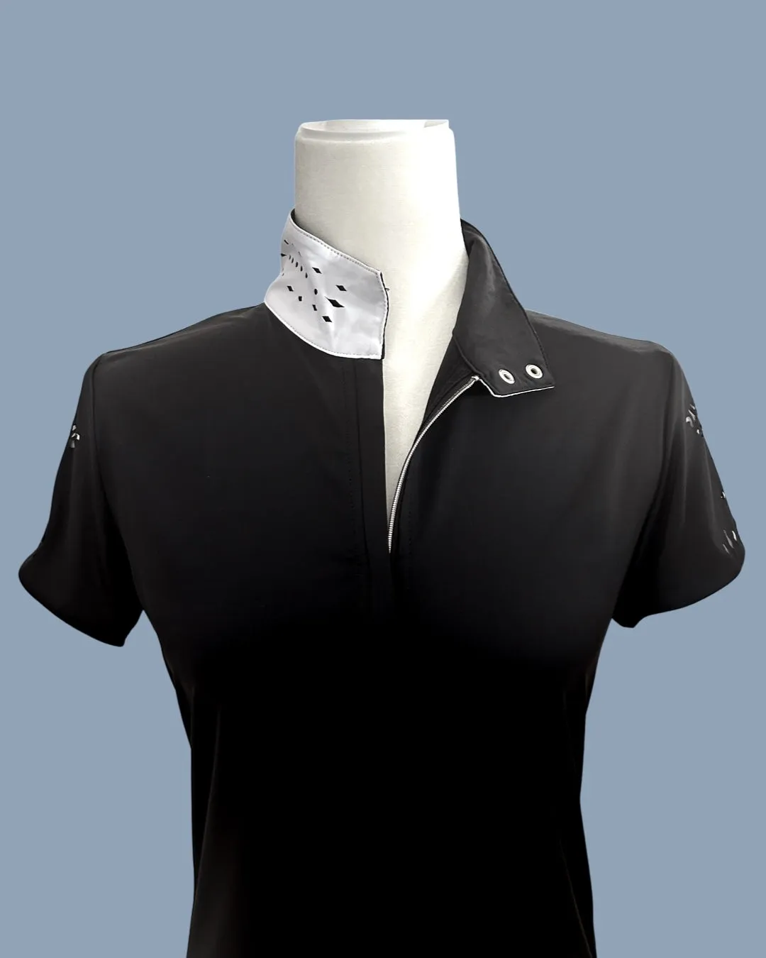 Fontainebleau Show Shirt   Convertible Polo in Black White