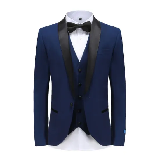 Gino Vitale Slim Fit Shawl Lapel Three Piece Tuxedo - Indigo