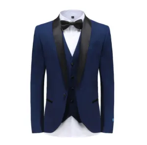 Gino Vitale Slim Fit Shawl Lapel Three Piece Tuxedo - Indigo