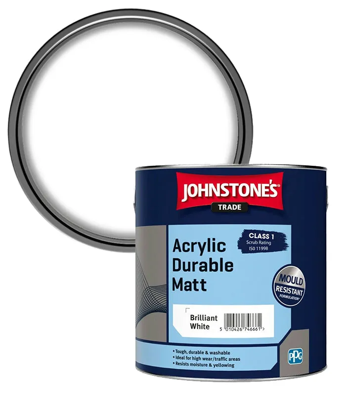 Johnstone's Trade Acrylic Durable Matt Paint - Brilliant White