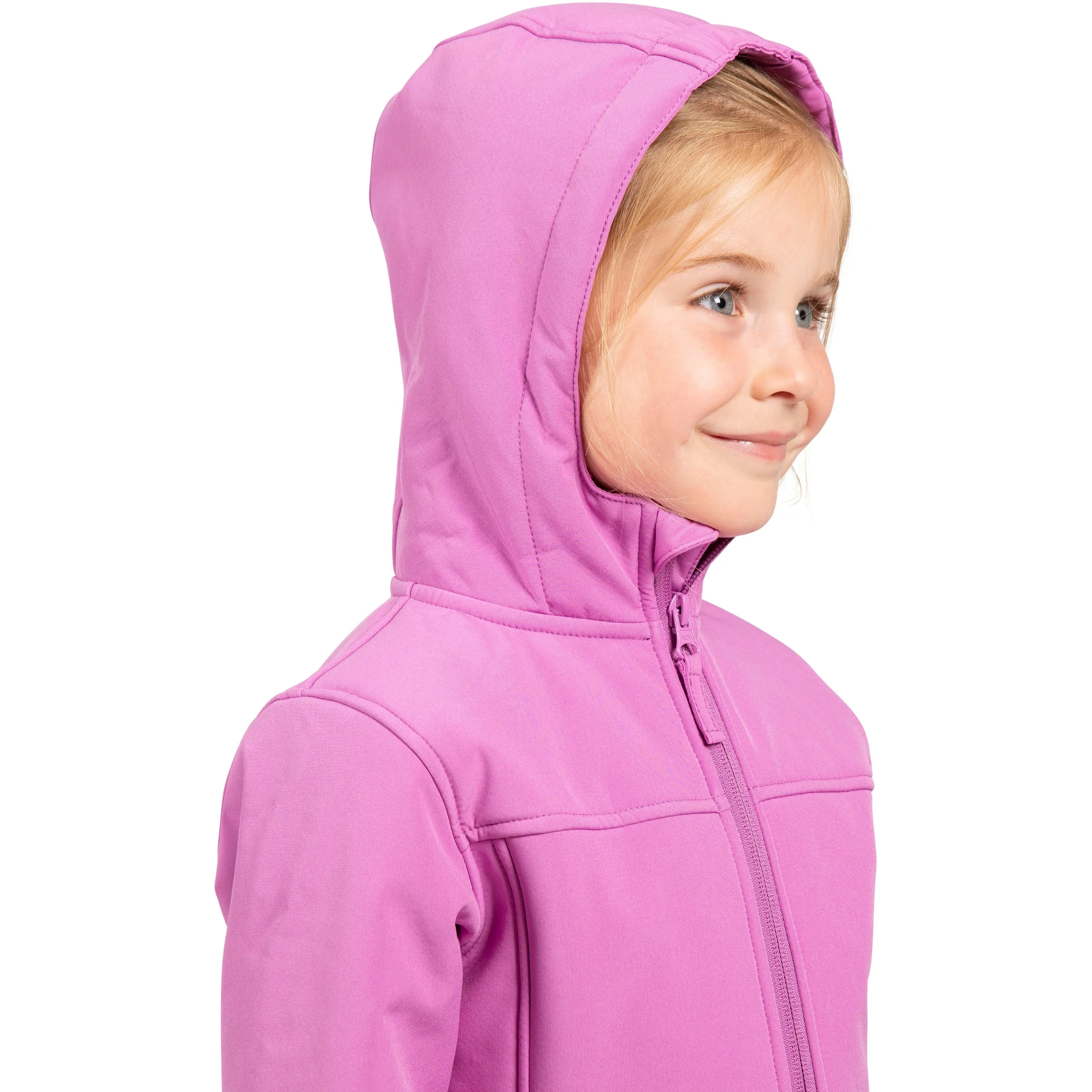 Kristen Girls' Long Hooded Softshell Jacket in Deep Pink