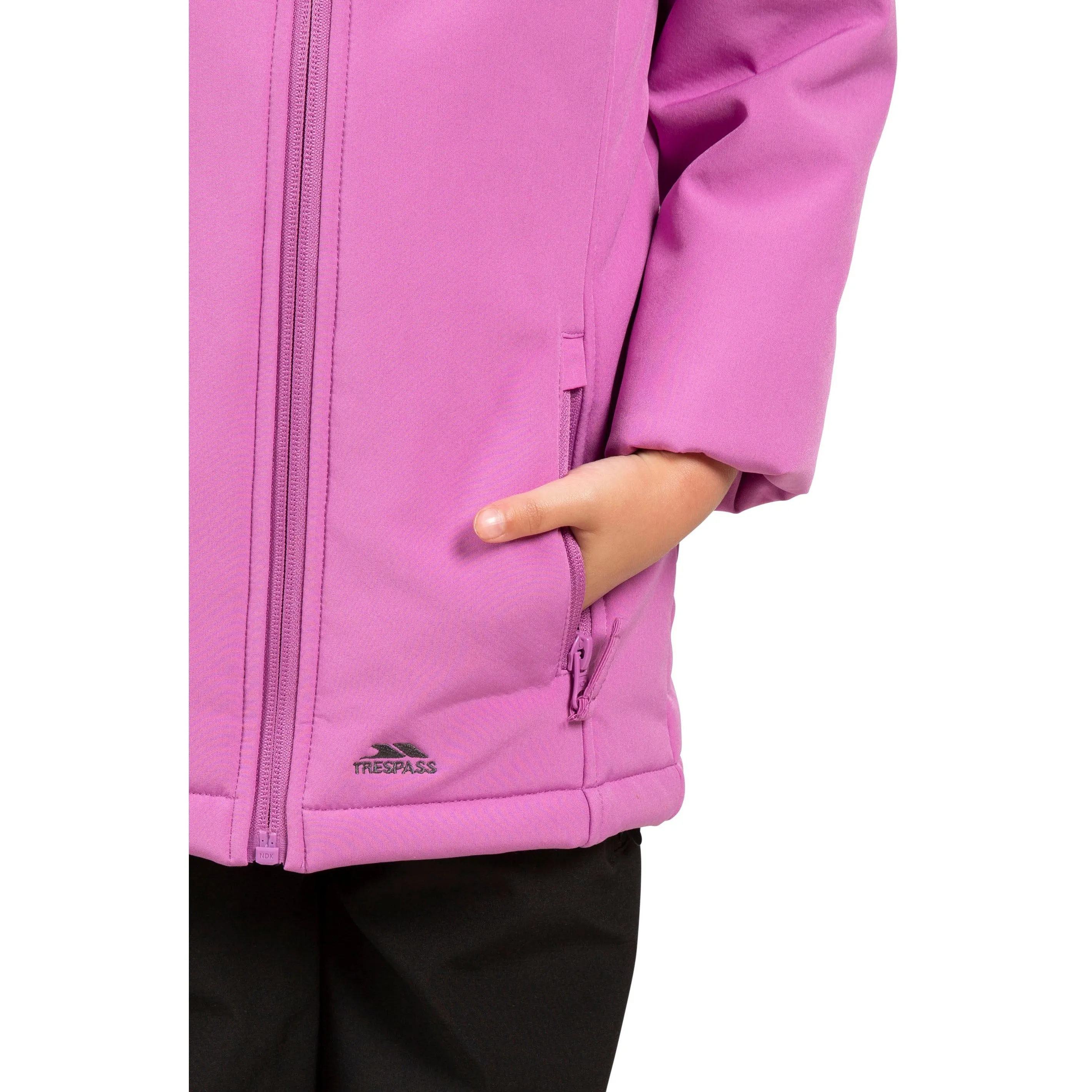 Kristen Girls' Long Hooded Softshell Jacket in Deep Pink