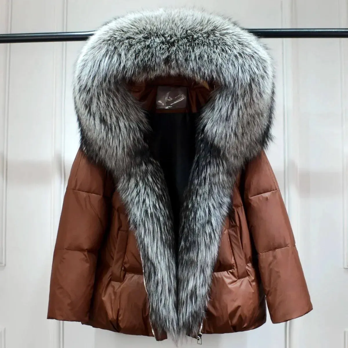 Luxe Warmth: Women's Duck Down Jacket with Natural Fur - Stylish Winter Comfort