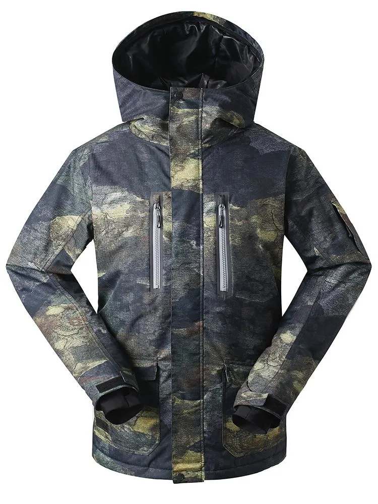 Men's Colorful Printed Windproof Snowboard Jacket Ski Down Jackets