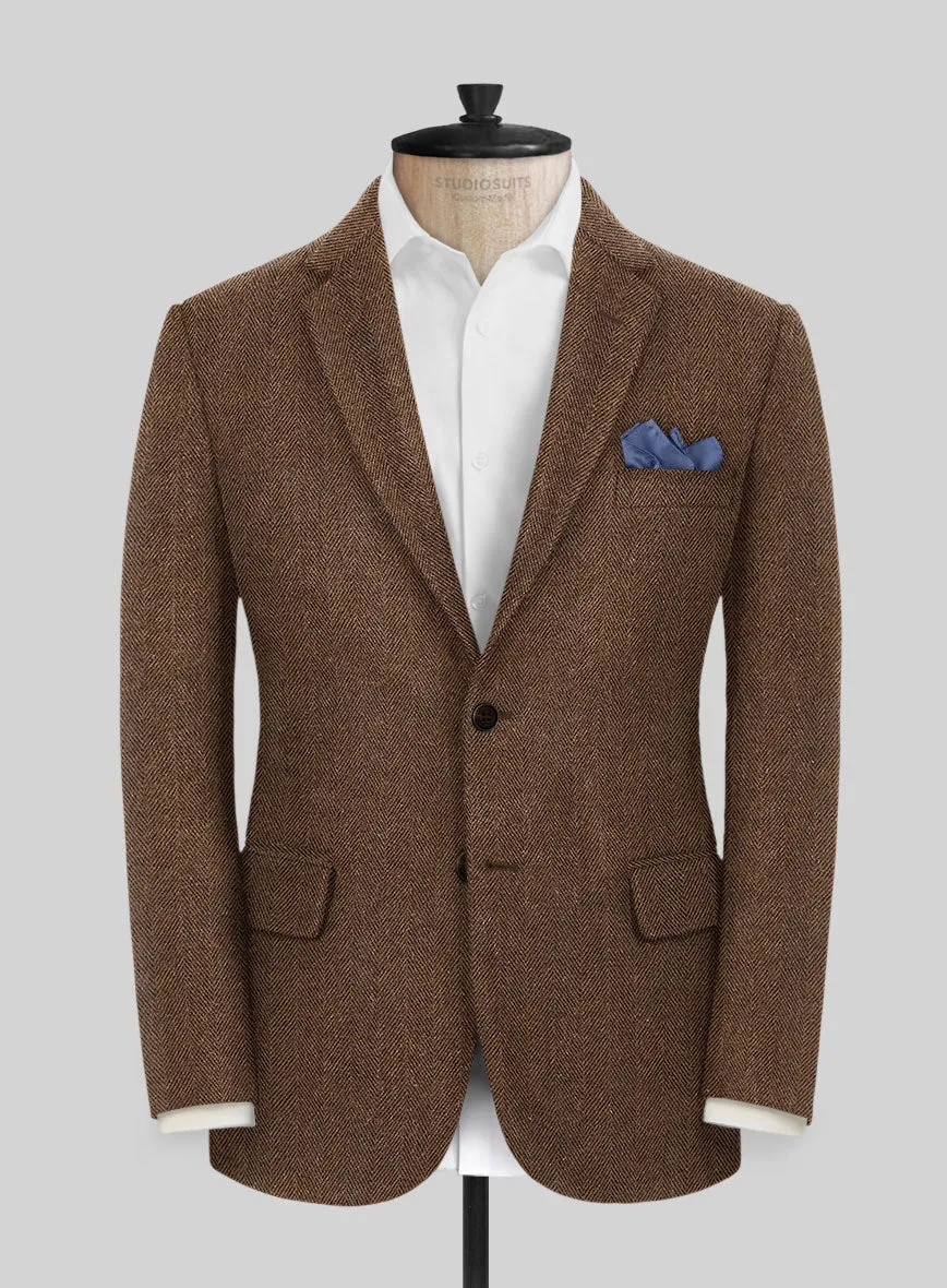 Naples Wide Herringbone Tan Tweed Jacket