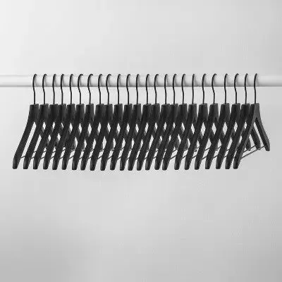 Open Box - 24pk Wood Suit Hangers Black - Brightroom