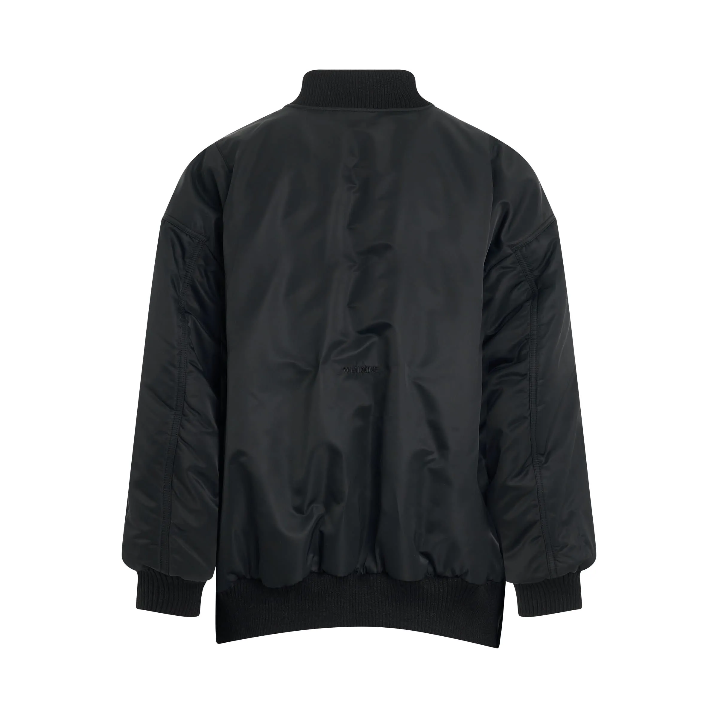 Padded Two-way Zipper Bomber Jacket in Black