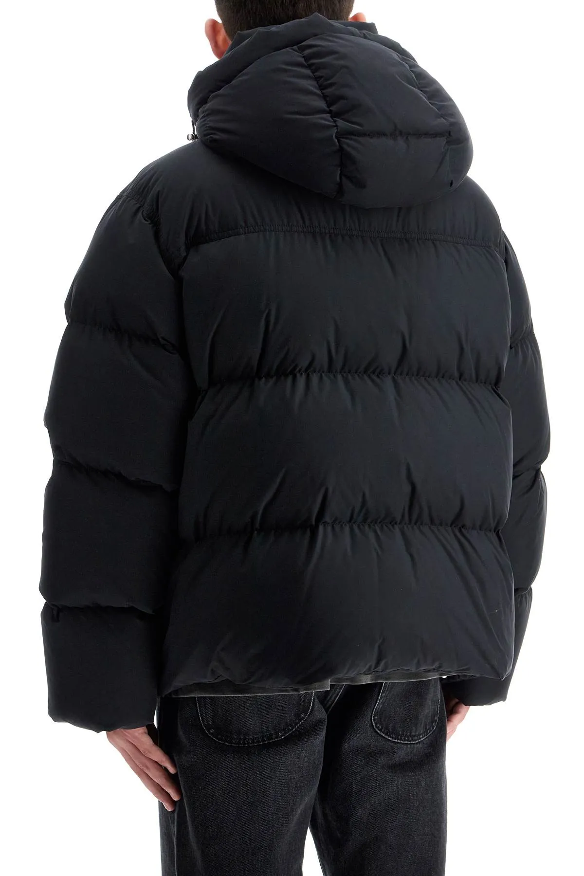 "down jacket with logo patch OMEJ002C99FAB001 BLACK - BLACK