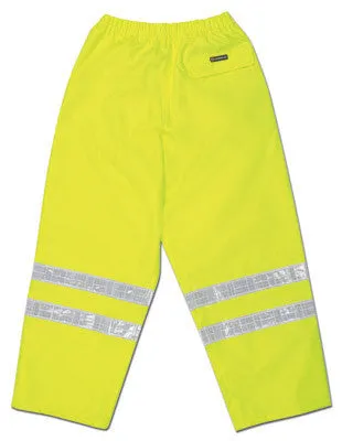 River City Garments X-Large Fluorescent Lime Luminator Pro Polyester And Polyurethane Rain Pants With Drawstring Closure And Reflective Stripes