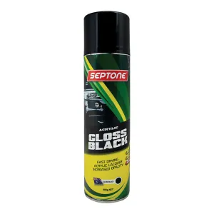 SEPTONE Automotive Gloss Acrylic Lacquer Spray Paint 400g Aerosol Black