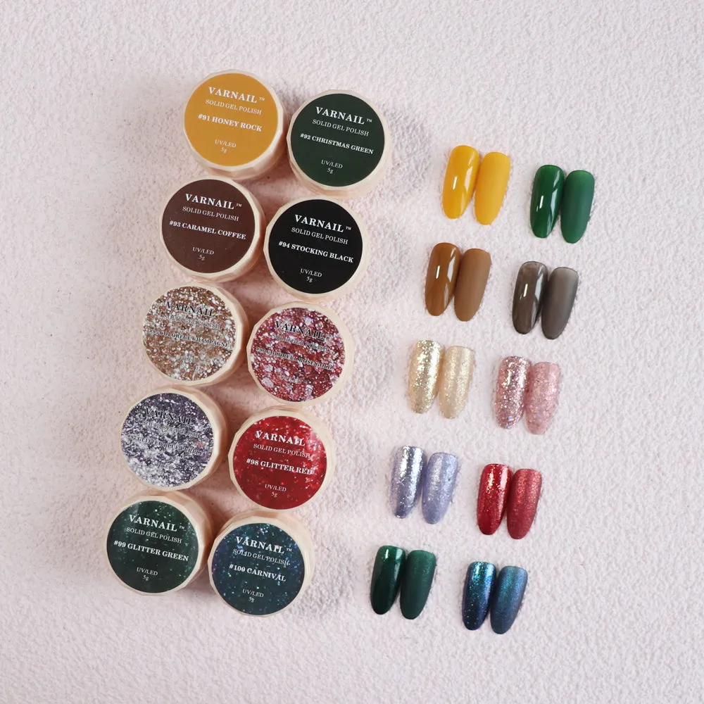 Solid Gel Polish 10 Colors Set - Holiday Vibes