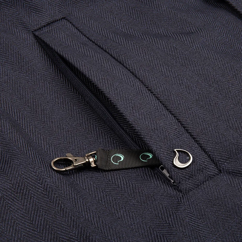 Waterproof Men's Rain Trenchcoat - Navy Blue Herringbone