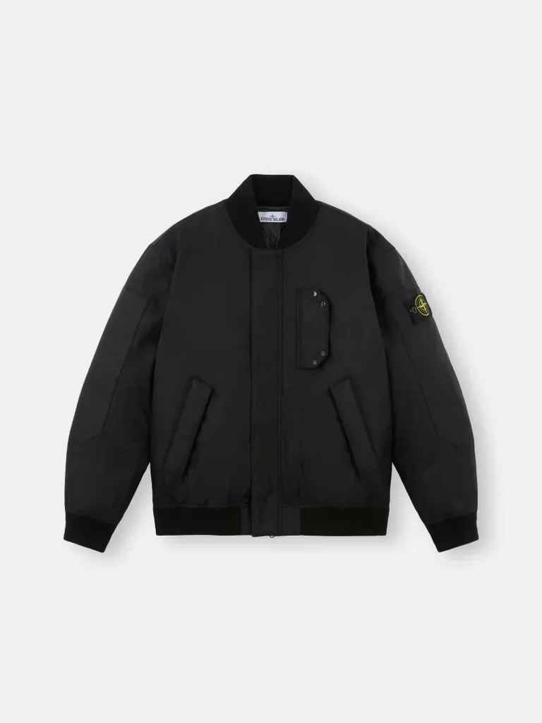 Wind-Resistant Down Bomber Jacket - Black