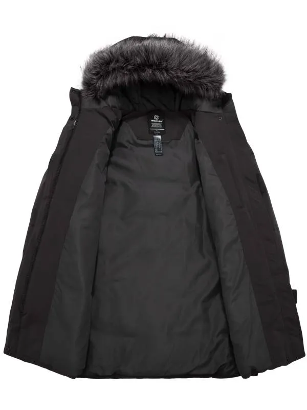 Women's Long Quilted Winter Coat Thicken Puffer Jacket with Faux Fur E39