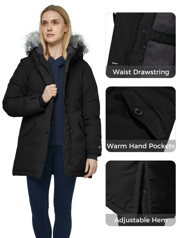 Womens Waterproof Winter Coat Warm Puffer Jacket Parka With Fur Hood