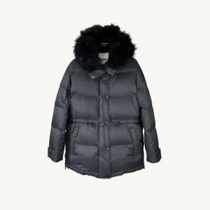 Yves Salomon Waisted Down Coat - Noir